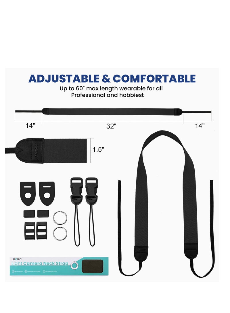 Excefore Camera Sling Shoulder Straps, Adjustable Camera Shoulder with Quick Release Buckles,  1.5" Wide Woven Universal Camera Neck Strap, Suitable for Nikon Canon Sony DSLR (Black) - Image 4