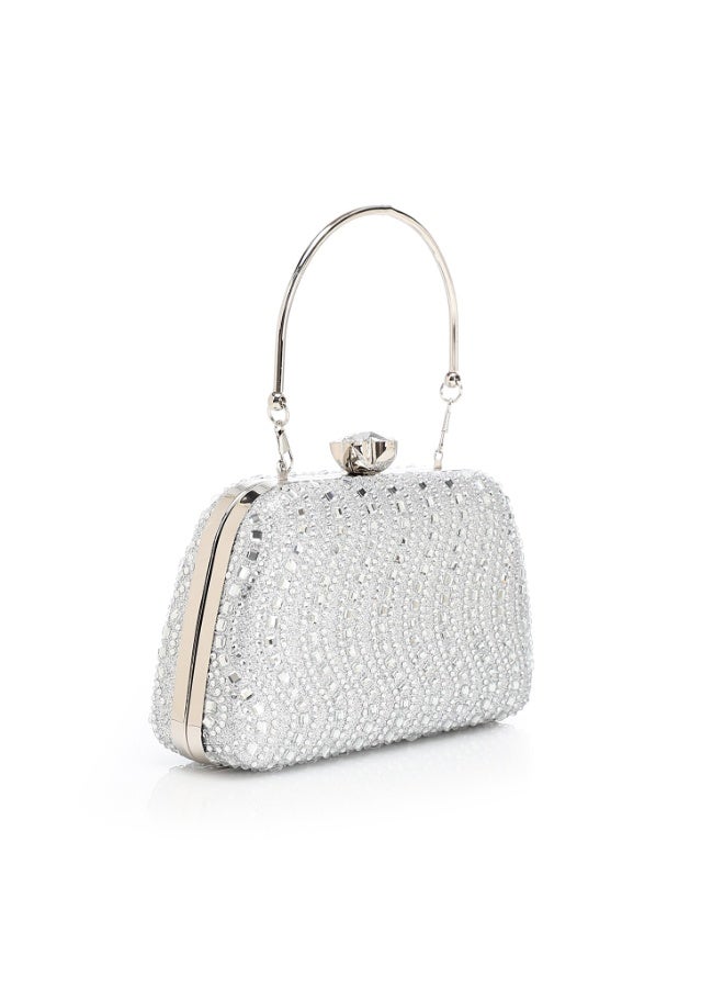 Mr.joe Crystal Top Handle Evening Clutch - Silver - Image 2