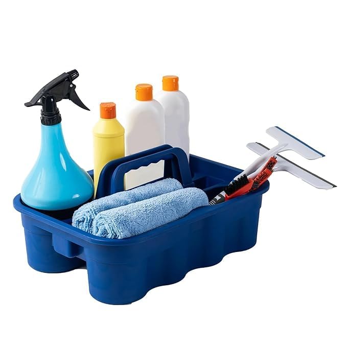 AMIGOS STORE Bathroom Caddy Organizer Basket Industrial Caddy Bucket Bathroom Organizer Basket Tool Organizer for Cleaning Bathroom Windows Blue - Image 2