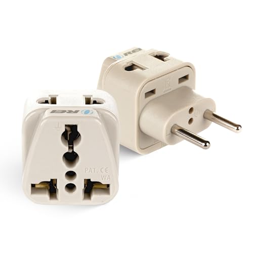 OREI European Plug Adapter, India to Europe, Russia, Turkey & More - Type C - 2 in 1 - Perfect for Laptop, Camera Charger and More- CE, RoHS - 2 Pack -Beige - 5 Years Warranty - Image 1