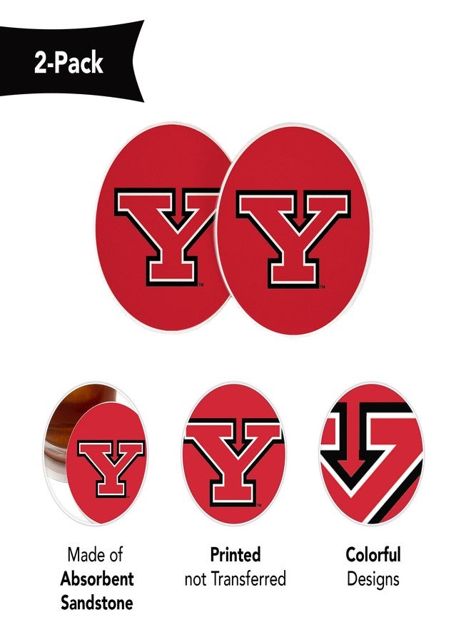 ديزرت كاكتوس مجموعة قواعد أكواب سيارة من الحجر الرملي الماص، عليها شعار جامعة ولاية يونغستاون (YSU Penguins)، بتصميم صبار صحراوي (التصميم أ). - Image 3