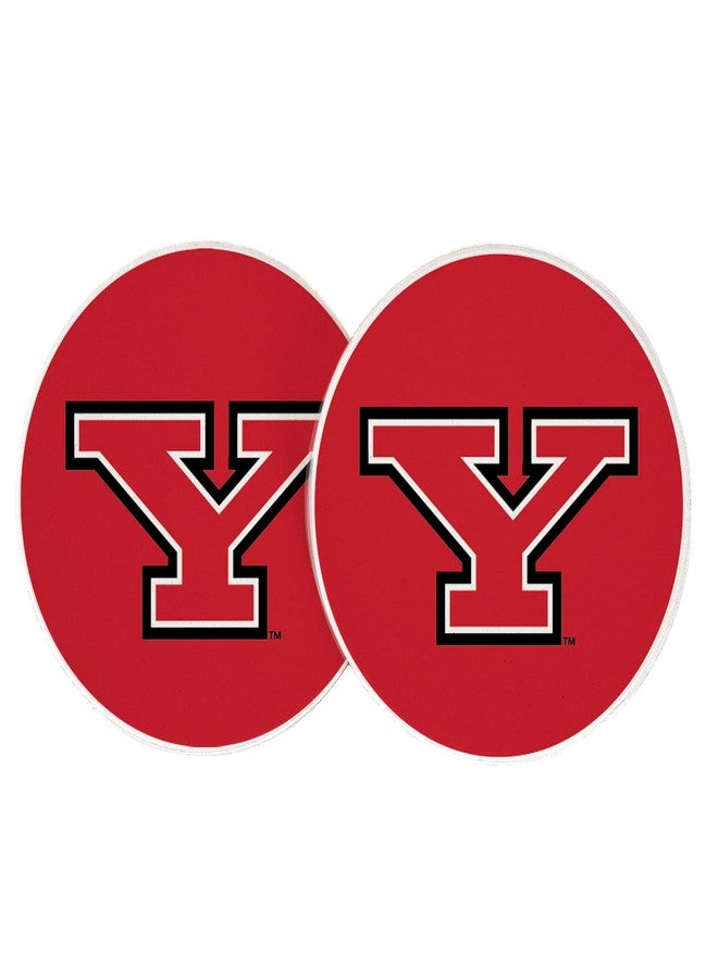 ديزرت كاكتوس مجموعة قواعد أكواب سيارة من الحجر الرملي الماص، عليها شعار جامعة ولاية يونغستاون (YSU Penguins)، بتصميم صبار صحراوي (التصميم أ). - Image 1