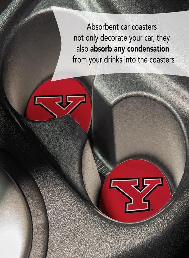 ديزرت كاكتوس مجموعة قواعد أكواب سيارة من الحجر الرملي الماص، عليها شعار جامعة ولاية يونغستاون (YSU Penguins)، بتصميم صبار صحراوي (التصميم أ). - Image 5