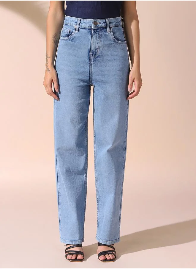 Dennis Lingo Women indigo straight fit solid 98% cotton 2% spandex jeans with button & zip closure- your next go-to for effortless flair.