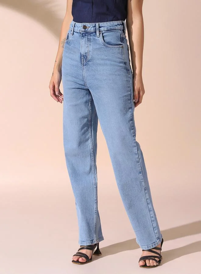 Dennis Lingo Women's Indigo 100% Cotton Solid Pattern Full Length Straight Fit Jeans