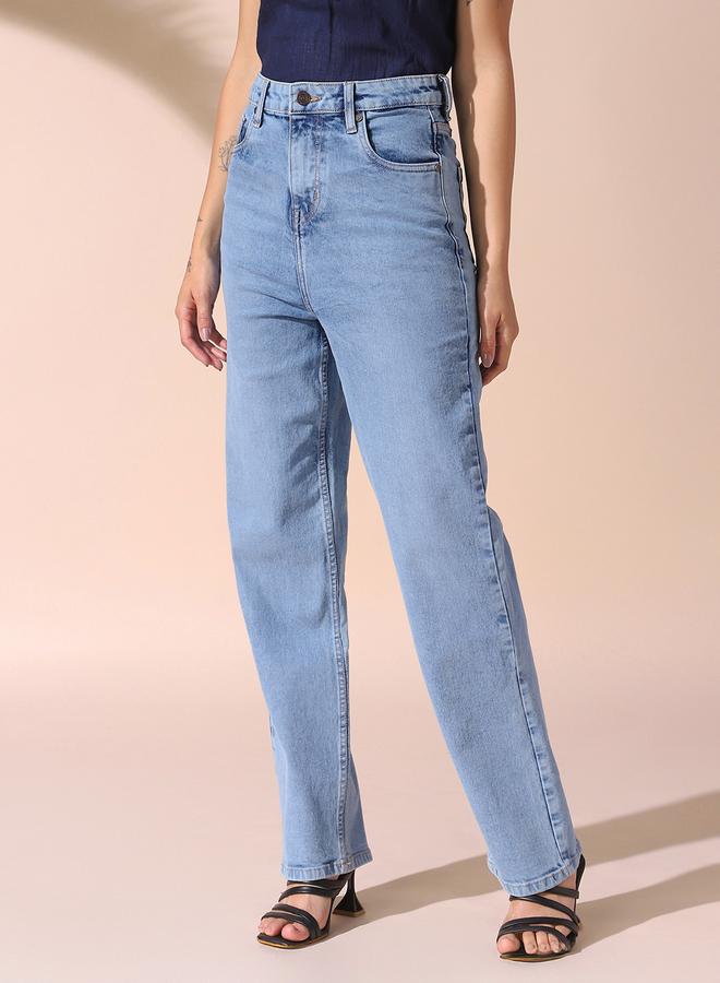 Dennis Lingo Women's Indigo 100% Cotton Solid Pattern Full Length Straight Fit Jeans  - Image 3