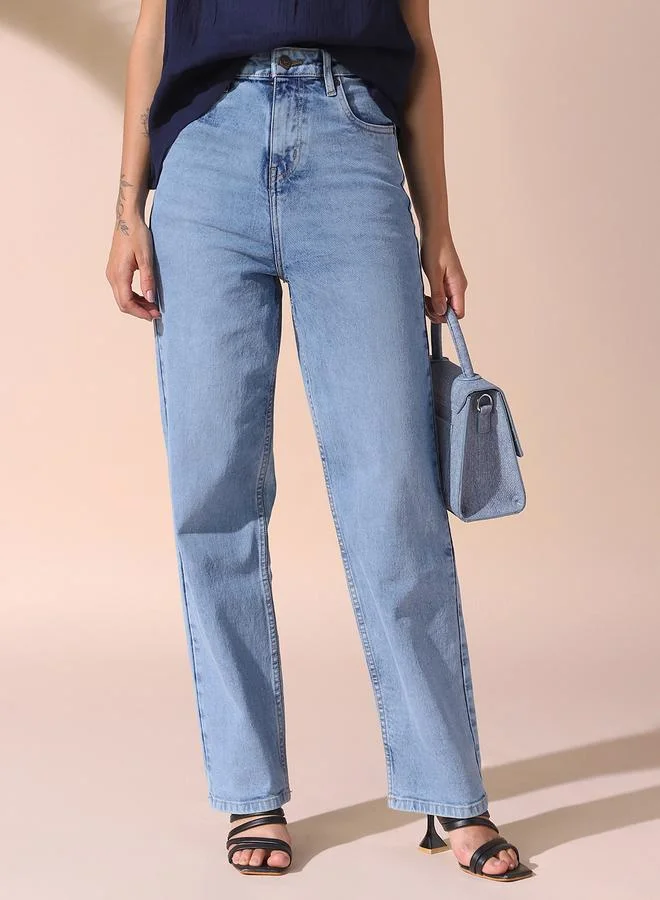 Dennis Lingo Women's Indigo 100% Cotton Solid Pattern Full Length Straight Fit Jeans