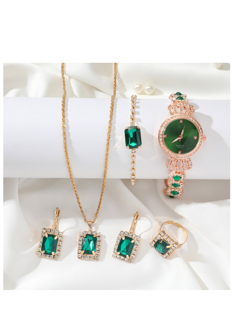 XSVO 4 in 1 Women's Necklace,Bracelet,Watch,Ring Gift Set,Quartz Watch,Business Watch Crown Watch Business Gifts Unique Wristwatch,Holiday Gifts,Birthday Gifts - Image 2