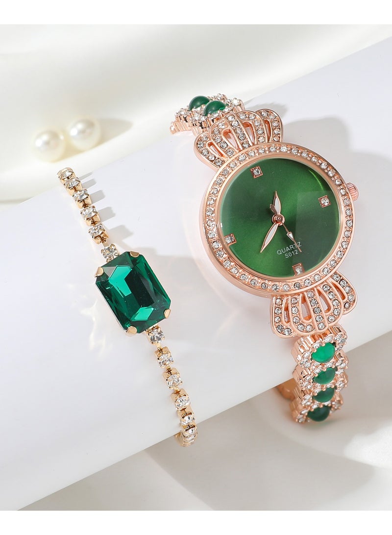 XSVO 4 in 1 Women's Necklace,Bracelet,Watch,Ring Gift Set,Quartz Watch,Business Watch Crown Watch Business Gifts Unique Wristwatch,Holiday Gifts,Birthday Gifts - Image 4