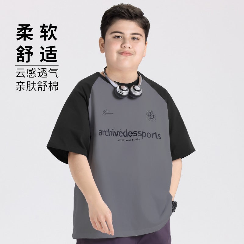 Fat Children'S Wear Boys Short-Sleeved T-Shirt Plus Fertilizer Plus Plus Summer Summer Fat Children Junior High School Students T Children - Image 3