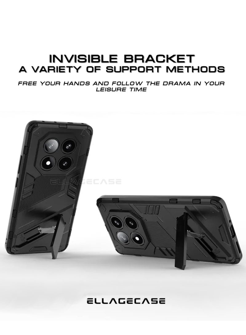 ELLAGECASE حافظة مضادة للصدمات لهاتف Xiaomi Redmi Note 14 Pro 5G، حماية معززة، قاعدة مغناطيسية مدمجة، حامل مريح، حماية قوية للكاميرا - Image 4