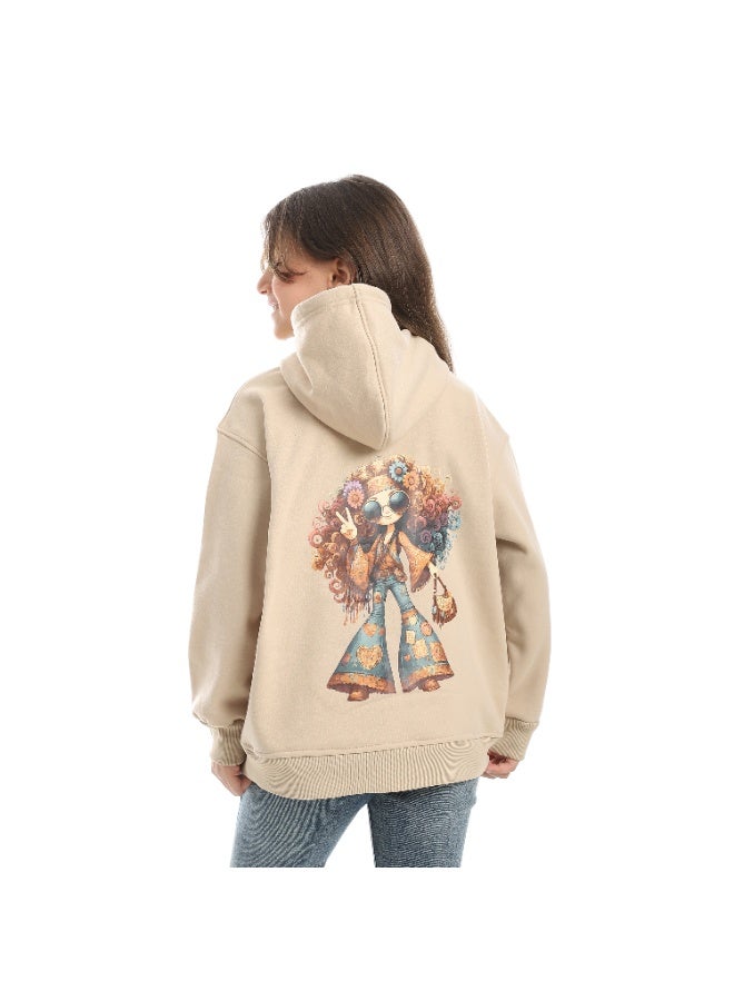 سيزار هودي بناتي ميلتون شتوي مزود بطباعات علي الصدر والضهر - Image 3