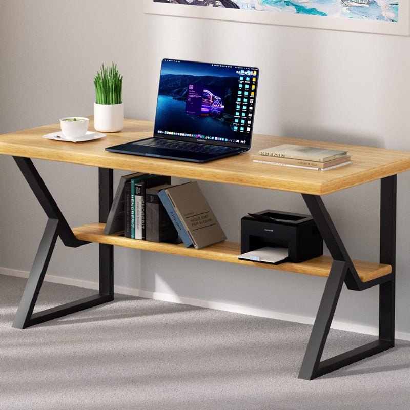 PHWOTAN PHWOTAN Metal Table Legs 28Inch x 24 Inch Upgraded 2Tier Heavy Duty Desk Legs KShaped Industrial Dining Table Legs Black Metal Legs for Office Desk Coffee Table Set of 2 