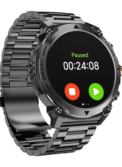 1.43" Smart Watch with AMOLED Display Bluetooth Calling, Multi Language, Health & Sports Tracking, Wireless Charging, 10 Days Battery, IP68, iOS/Android Compatible Magnet Charger - Tarnish