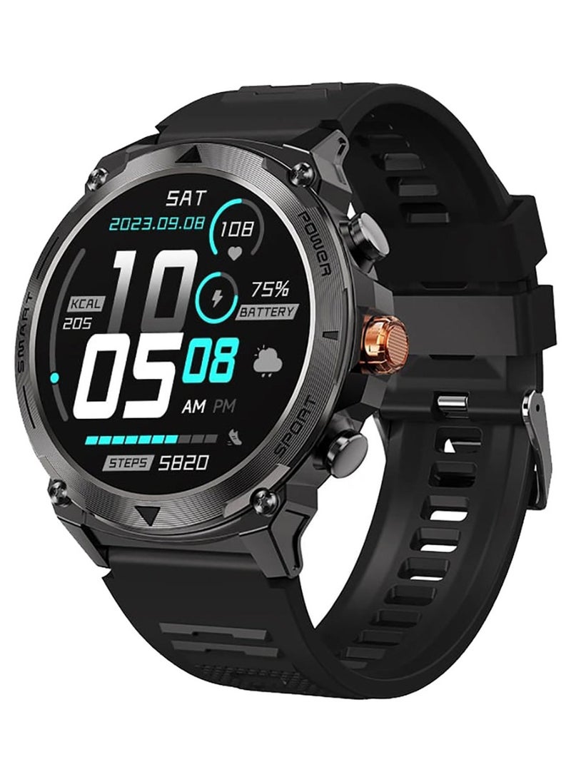 1.43" Smart Watch with AMOLED Display Bluetooth Calling, Multi Language, Health & Sports Tracking, Wireless Charging, 10 Days Battery, IP68, iOS/Android Compatible Magnet Charger - Tarnish