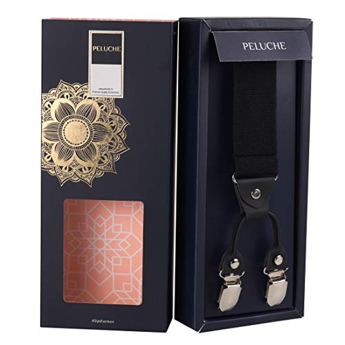 Peluche Novelist Charmer Black Coloured 3.5cm Strap Width Elastic Suspenders for Men - Image 4