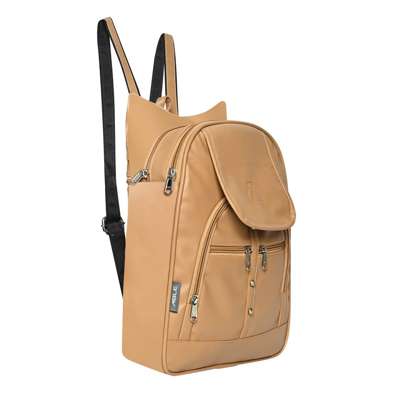 ABLEÂ® Wave Backpack for Womens,Girls,Kids,Female. Pu Leatherette Fabric Travelling Outdoor, Picnic,School, College Office Work Casual Daily use Backpack.(Beige) - Image 2