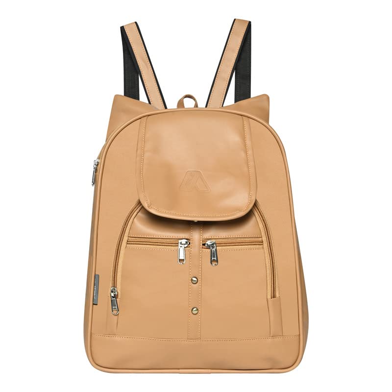 ABLEÂ® Wave Backpack for Womens,Girls,Kids,Female. Pu Leatherette Fabric Travelling Outdoor, Picnic,School, College Office Work Casual Daily use Backpack.(Beige) - Image 1
