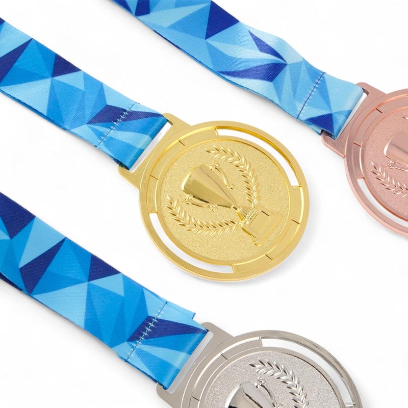 ArtRight Sport Medals- Set of 3, Professional Gold, Silver, Bronze Medals with Color Tag & Ribbon, 1st, 2nd, 3rd Winner Medals (6.5cm Diameter, 43gm) - Image 1