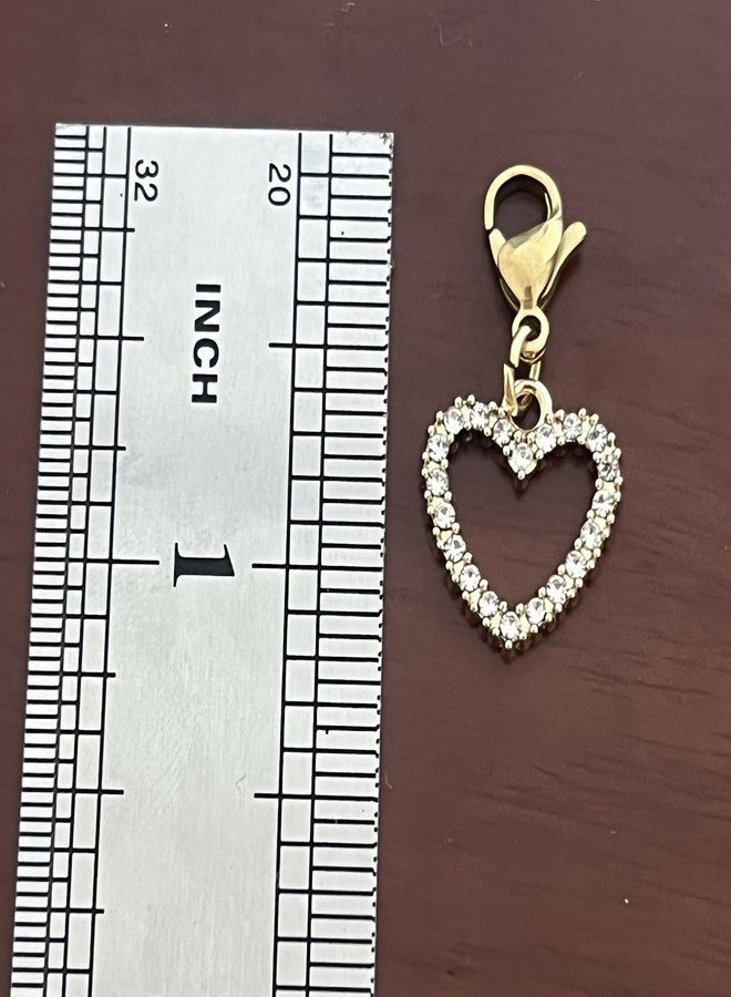 AMOBESTER Gold Rhinestone Love Heart Clip on Pendant Charms for keychain DIY Necklace and Bracelet - Image 3