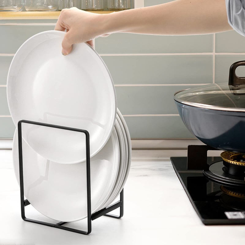 ZOOFOX 3 Pieces Metal Dish Organizer, Plate Organizer for Cabinet, Kitchen Storage Cabinet Organizer for Plates, Pots and Pans (2 Sizes) - Image 5