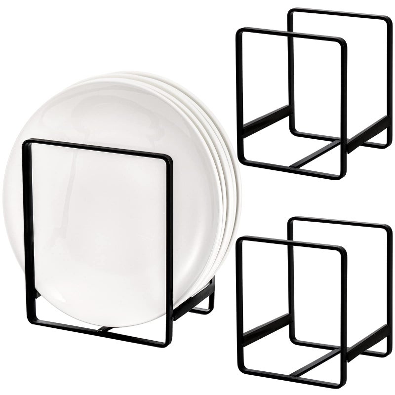 ZOOFOX 3 Pieces Metal Dish Organizer, Plate Organizer for Cabinet, Kitchen Storage Cabinet Organizer for Plates, Pots and Pans (2 Sizes) - Image 1