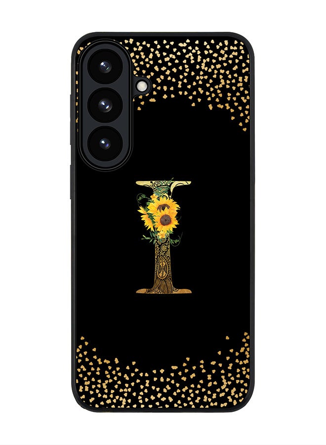 For Samsung Galaxy S26 Case,Slim fit Camera Protection, Shockproof Thin Phone cover  - Custom Floral Monogram - I ( Black )