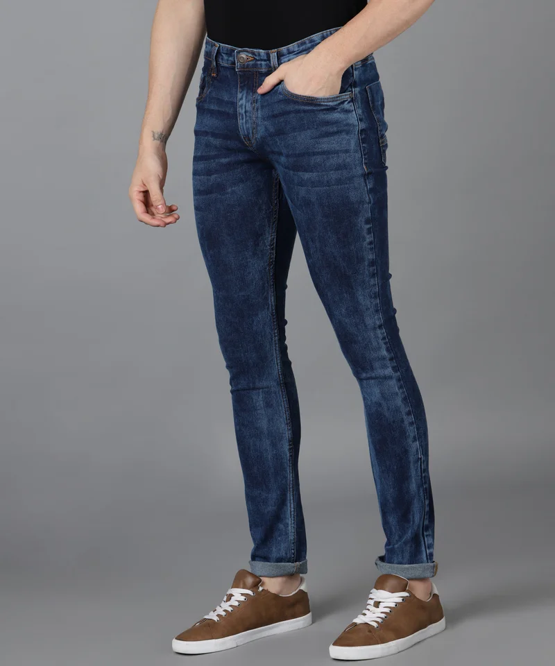 Urbano Fashion  Urbano Fashion Men's Blue Skinny Fit Washed Jeans Stretchable for Men | Best Price UAE