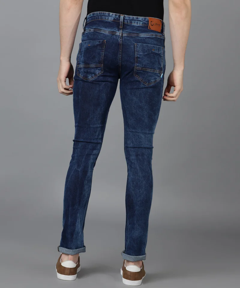 Urbano Fashion  Urbano Fashion Men's Blue Skinny Fit Washed Jeans Stretchable for Men | Best Price UAE