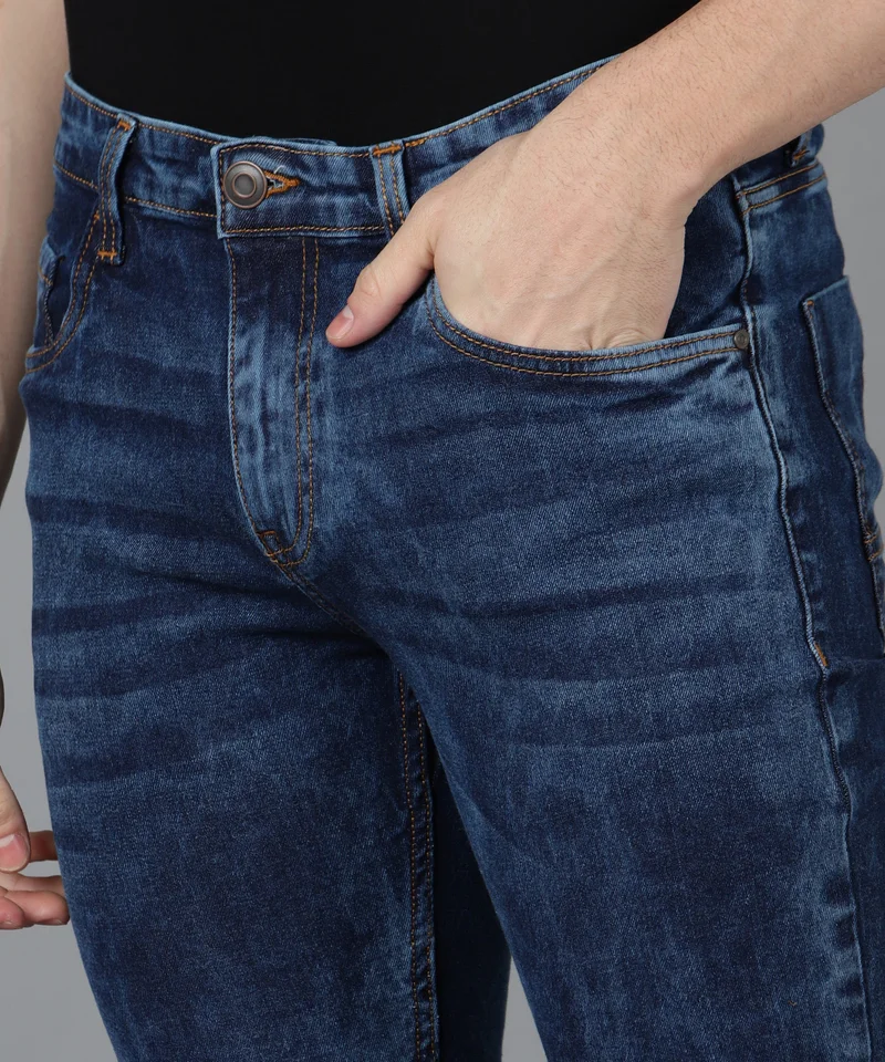 Urbano Fashion  Urbano Fashion Men's Blue Skinny Fit Washed Jeans Stretchable for Men | Best Price UAE