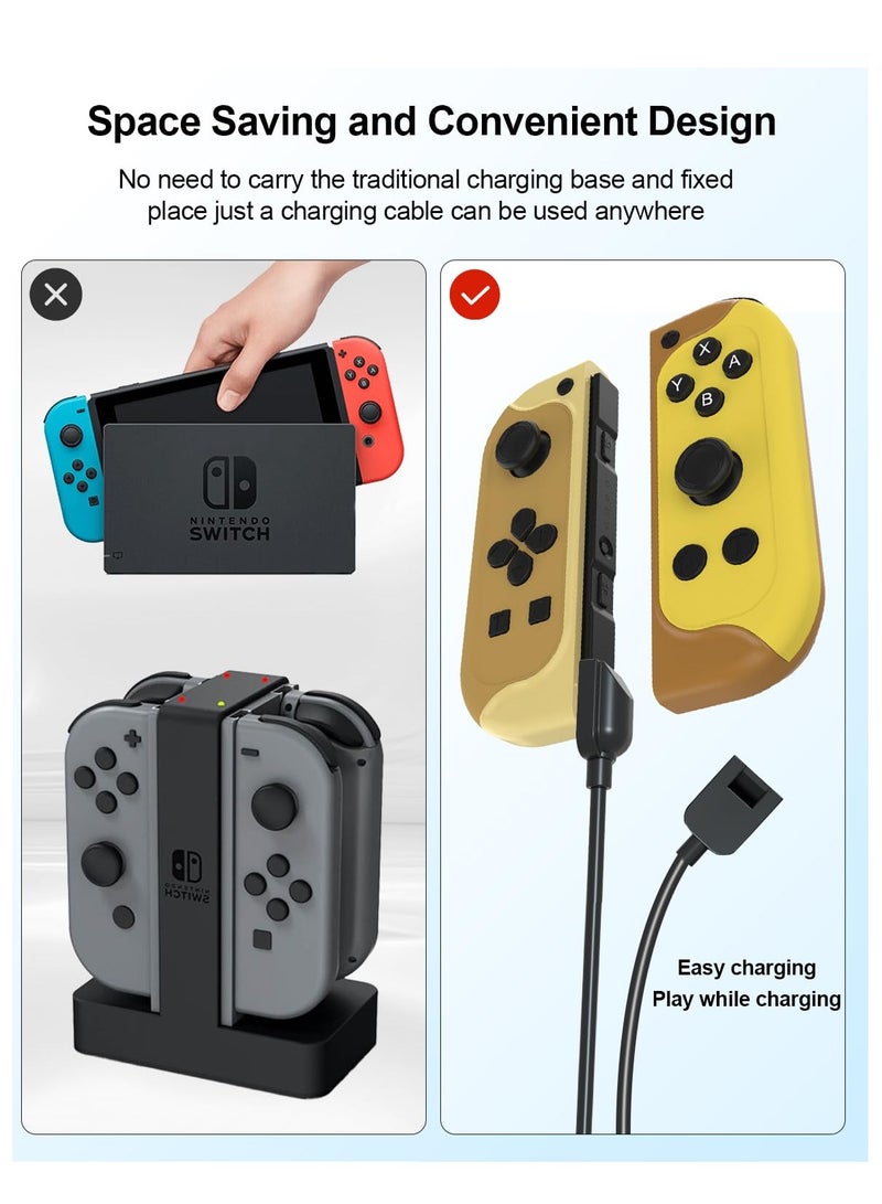 SOLARAE Joycon Charger Cable for Switch, Portable Joycon USB Charger Cable Short for Switch Controller Charger with LED Indicator Replaces Joycon Charging Dock, Travel Joycon Charging Cables - Image 5