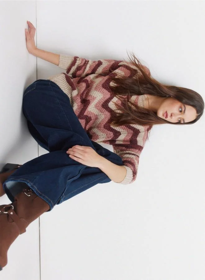 Springfield  High-waisted jeans with back patch pockets, button and zip fastening fastening , front seams, and a wide, straight leg. These jeans feature a washing process using new technologies, reducing water, chemical, and energy consumption. for Women | Best Price UAE