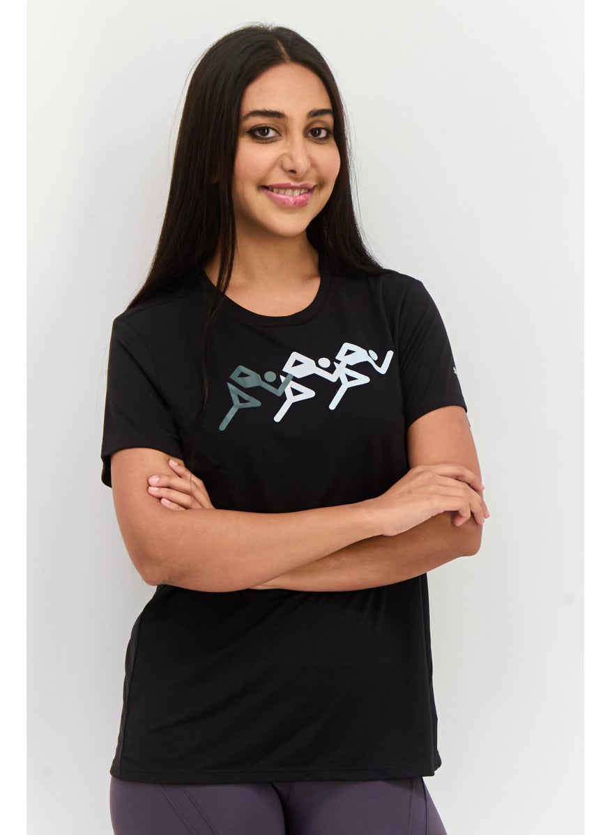 PUMA Women Sportswear Fit Short Sleeves Running T-Shirt, Black  - Image 1