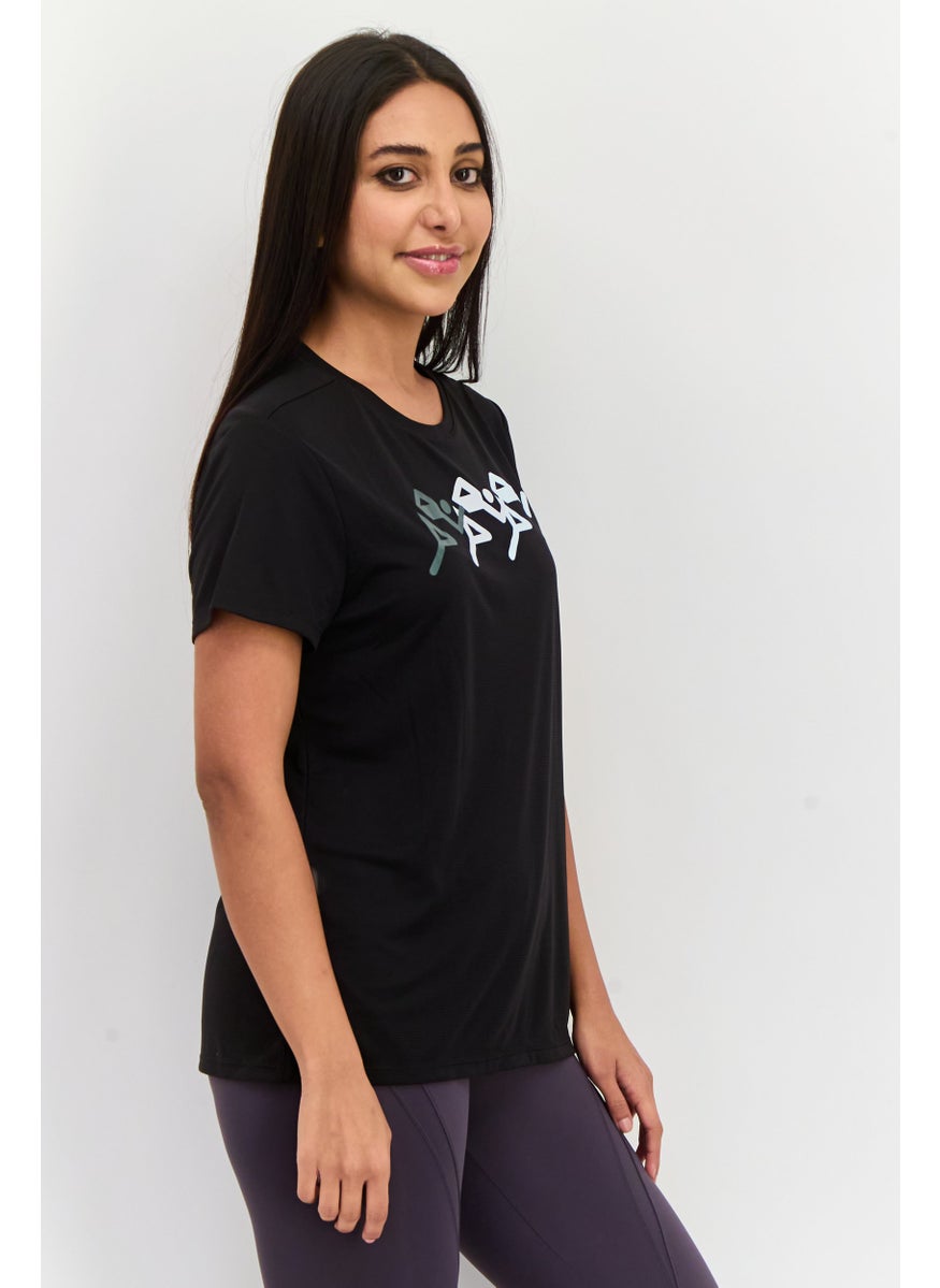 PUMA Women Sportswear Fit Short Sleeves Running T-Shirt, Black  - Image 2