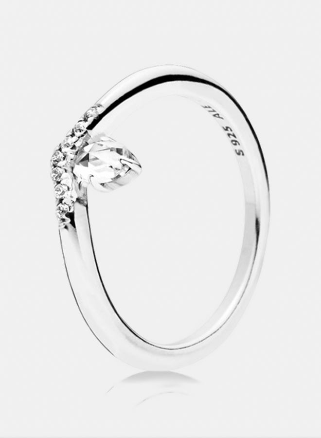 PANDORA Wishbone Silver Ring with Clear Cubic Zirconia