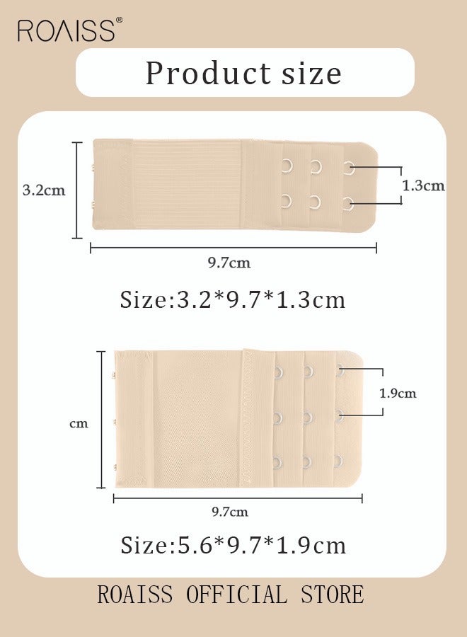 roaiss 6 Pack High Elastic Bra Extension Buckle Set for Women Bralette Length Adjustment Bra Back Universal Two and Three Rows Skin-friendly Fabric - Image 4