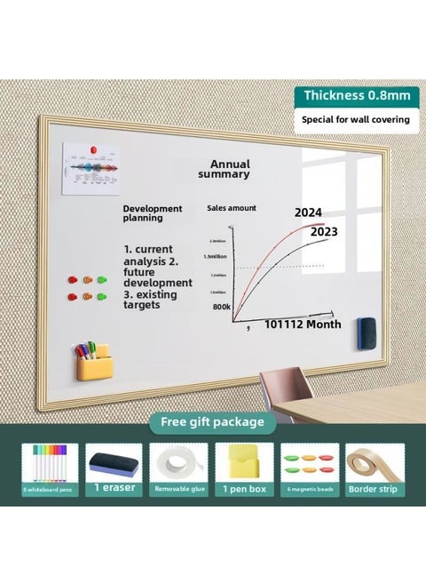 Magnetic Whiteboard Stickers Drawing Board Office Meeting Erasable Wall Stickers Home Teaching Graffiti Small Blackboard Does Not Hurt The Wall-Color:Office Whiteboard [special For Wall Cloth] Does Not Damage The Wall - Wood Grain Frame-Specifications:90x100cm [with Office Gift Package]