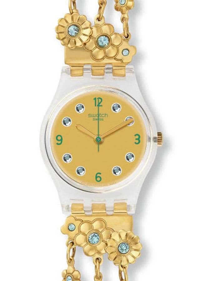 Swatch Women Golden Flower Quartz Movement Water Resistant Wrist Watch - 41 Mm - Image 3