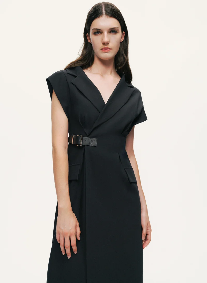 Nocturne  Tailored Buckle-Wrap Midi Dress for Women | Best Price UAE