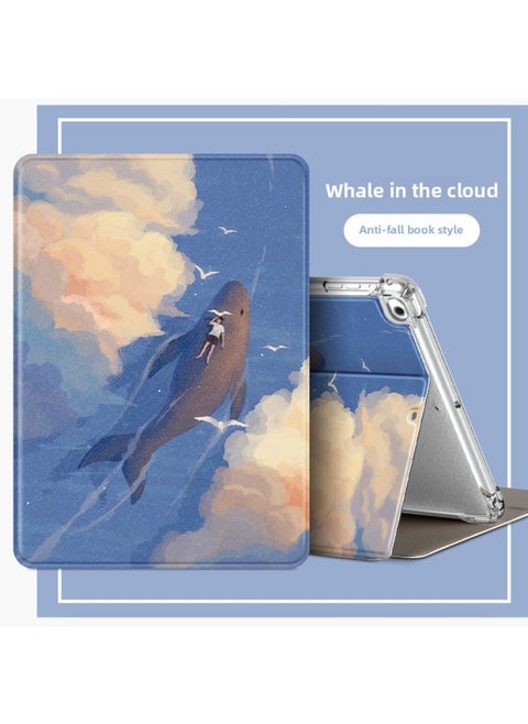 Ipad Case 2024 Air6/5 Flat Case 2022 10/9 10 Generation For Apple All-inclusive Case-Color:Whale In The Cloud-Applicable Models:Ipad Mini6 [ 8.3inch ]