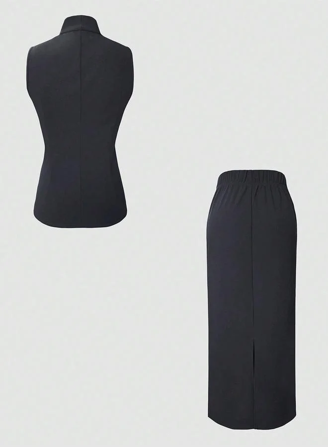 تايك تو Take Two Solid Twist Front Top & Maxi Skirt Co-Ords