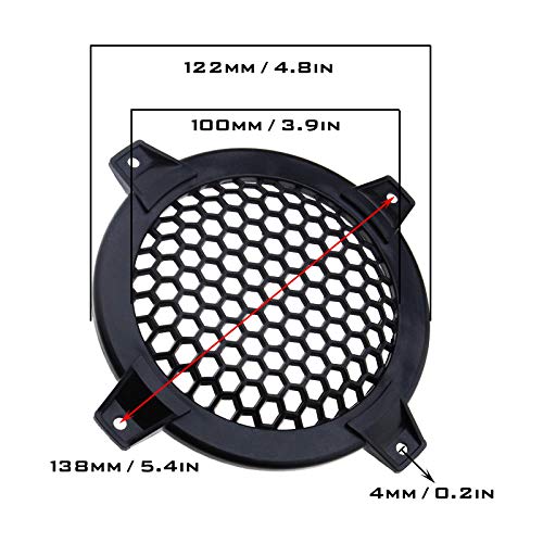 SING F LTD 4 Inch Car Speaker Grill Cover Guard Protector Plastic Mesh Protective Case Black Circle Subwoofer Net Covers Pack of 4 - Image 4