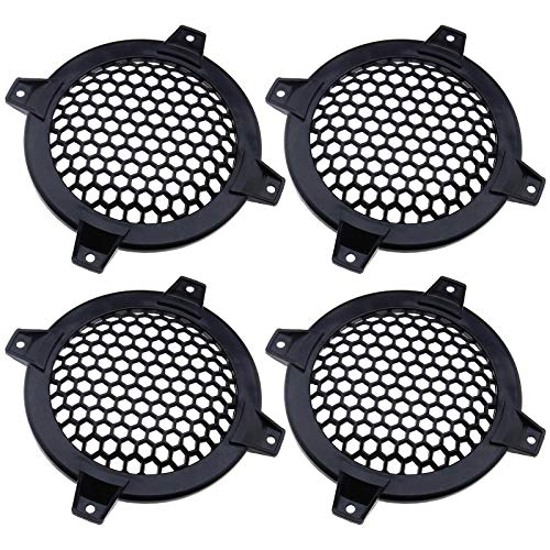 SING F LTD 4 Inch Car Speaker Grill Cover Guard Protector Plastic Mesh Protective Case Black Circle Subwoofer Net Covers Pack of 4 - Image 1