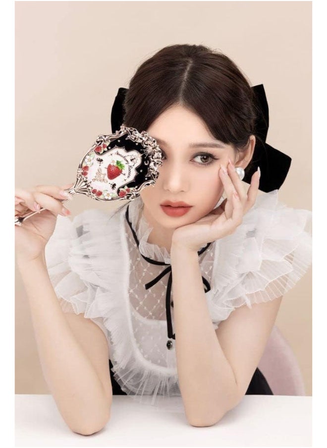 Flower Knows - Strawberry Rococo Hand, Travel Handheld Cosmetic Mirror - Image 1