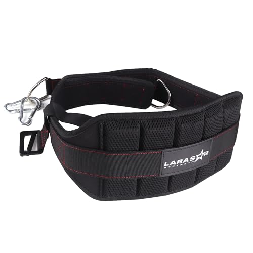 LARA STAR Belt for Belt Squat Dip Belt Weighted Pull Up Heavy Duty with Structured Back Support and Squat Machine Compatible BlackRed - Image 1