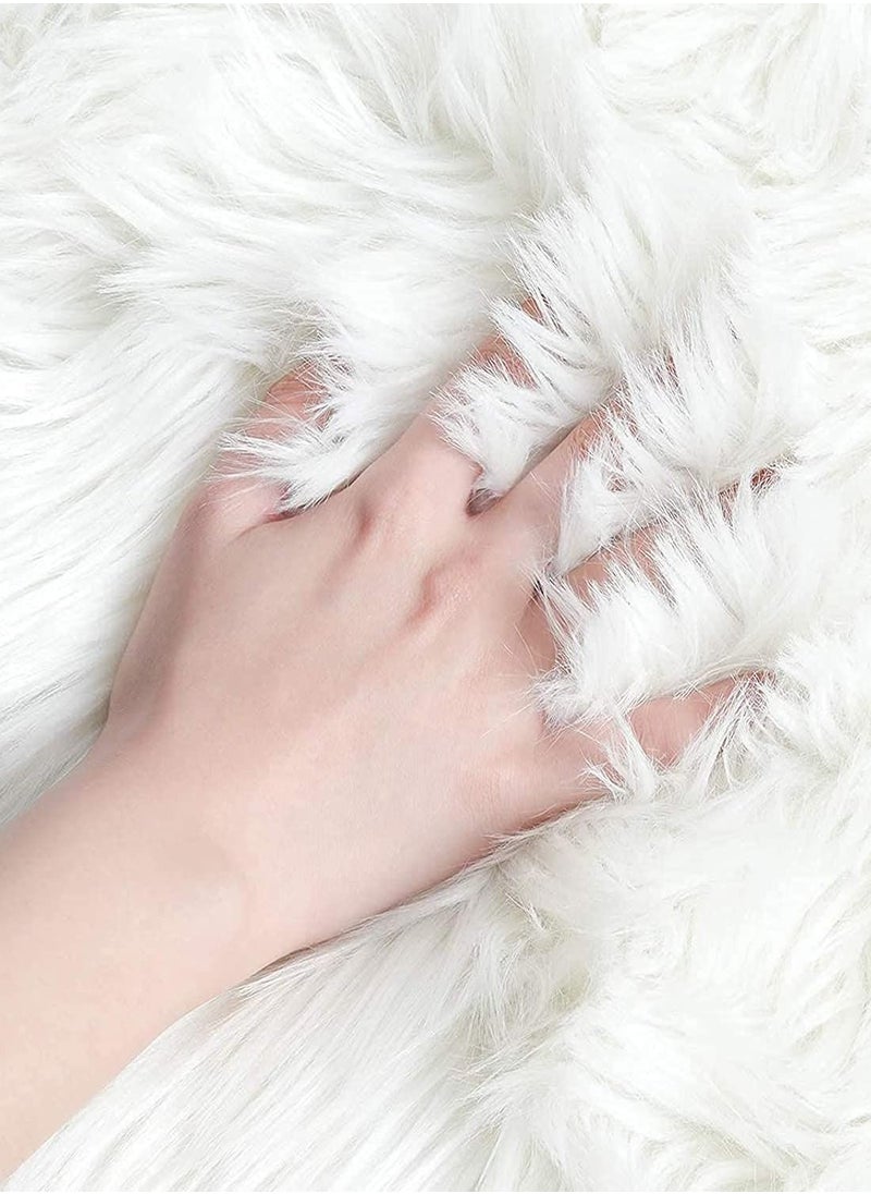 AIWANTO Soft Faux Fluffy Area Rug Luxury Floor Mat Area Rug Plush Sofa Cover Decor Mat for Floor Area Rug 60x90cm White  - Image 2