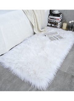 AIWANTO Soft Faux Fluffy Area Rug Luxury Floor Mat Area Rug Plush Sofa Cover Decor Mat for Floor Area Rug 60x90cm White  - Image 1
