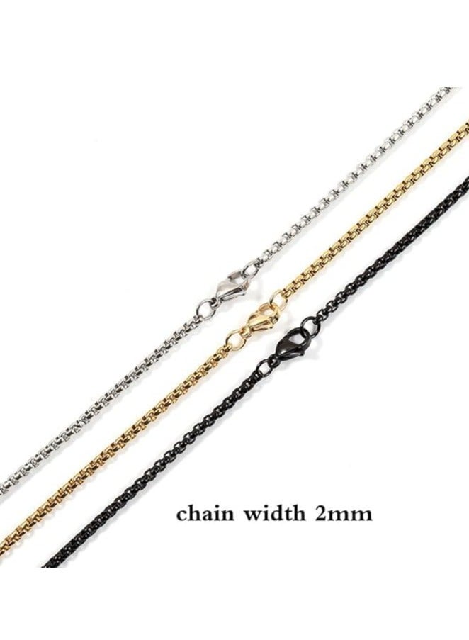 شوداي قلادة قلادة بار للرجال الفولاذ المقاوم للصدأ مربع سلسلة قلادة قلادة الرجال مجوهرات طول 22 بوصة  (أسود) - Image 4