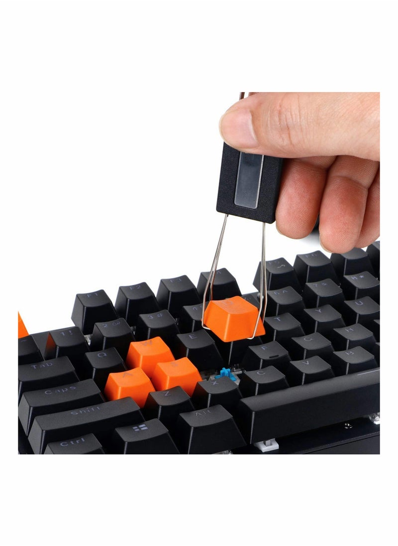Keycap Puller Switch Puller Stainless Steel Keycap Removal Tool with 2 Pcs Keyboard Cleaning Brush for Mechanical Keyboard