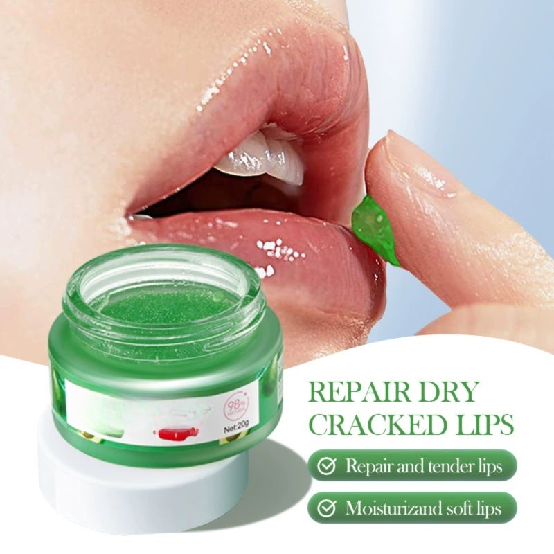 Lip Scrub: 20g Green Strawberry Flavor - Gentle Fine Particles Exfoliate Dead Skin, Moisturizes Softens Lips, Reduces Lines Brightens Color Lip Exfoliator for Dry Lips Autumn Winter Lip Care - Image 3